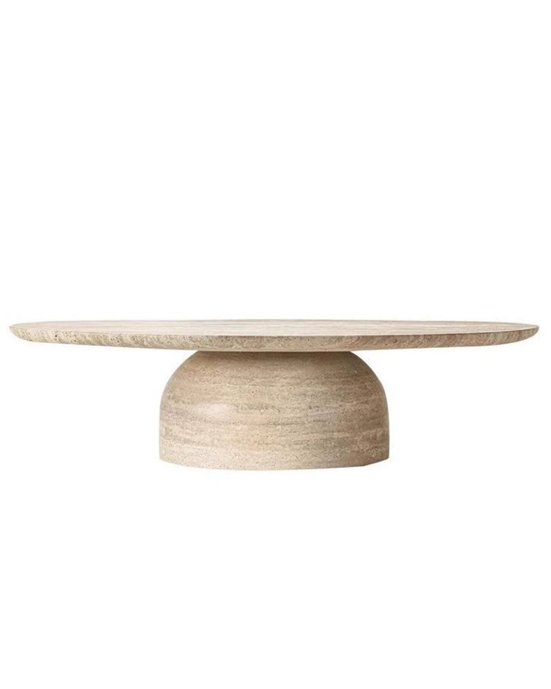 Natural Beige Travertine Semicircle Base Coffee Table 4