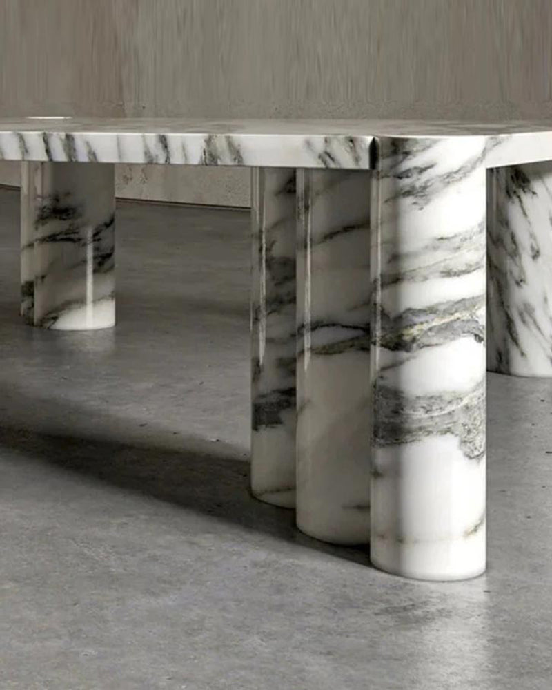 Natural Marble Arabescato Square Coffee Table Block Base 2