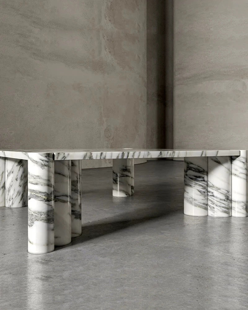 Natural Marble Arabescato Square Coffee Table Block Base 3