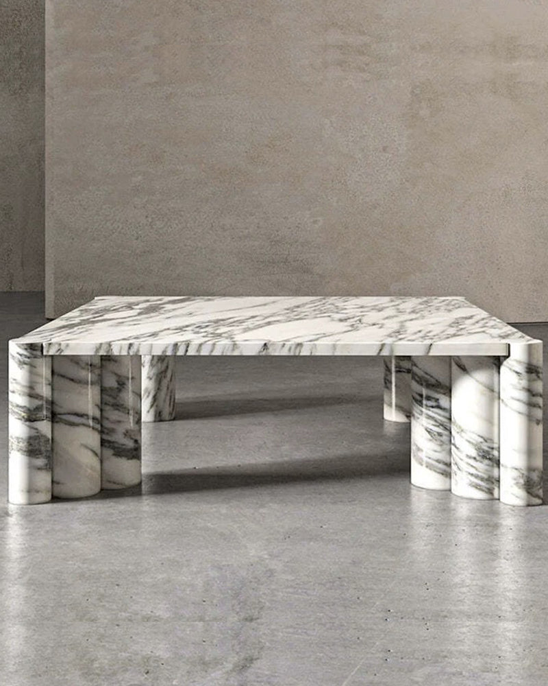 Natural Marble Arabescato Square Coffee Table Block Base 4