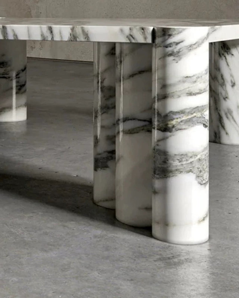 Natural Marble Arabescato Square Coffee Table Block Base 6