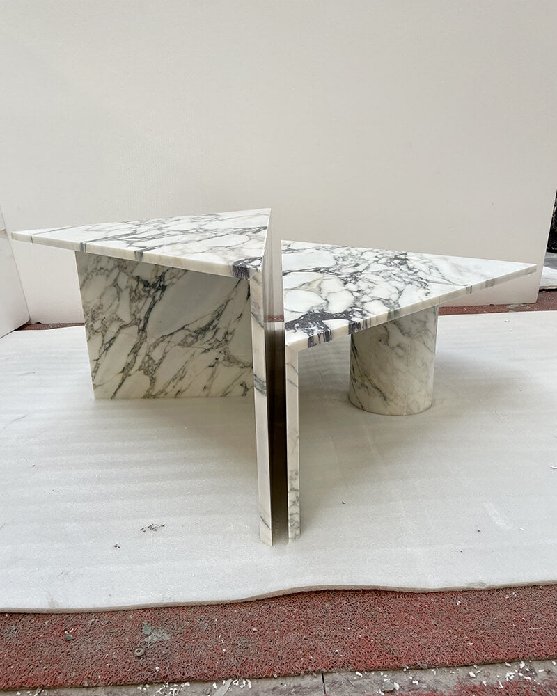 Natural Marble Calacatta Viola Triangle Coffee Table 2pcs 7