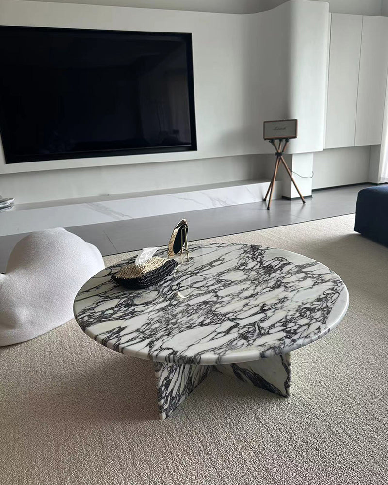 Natural Marble Round Coffee Table Set 7