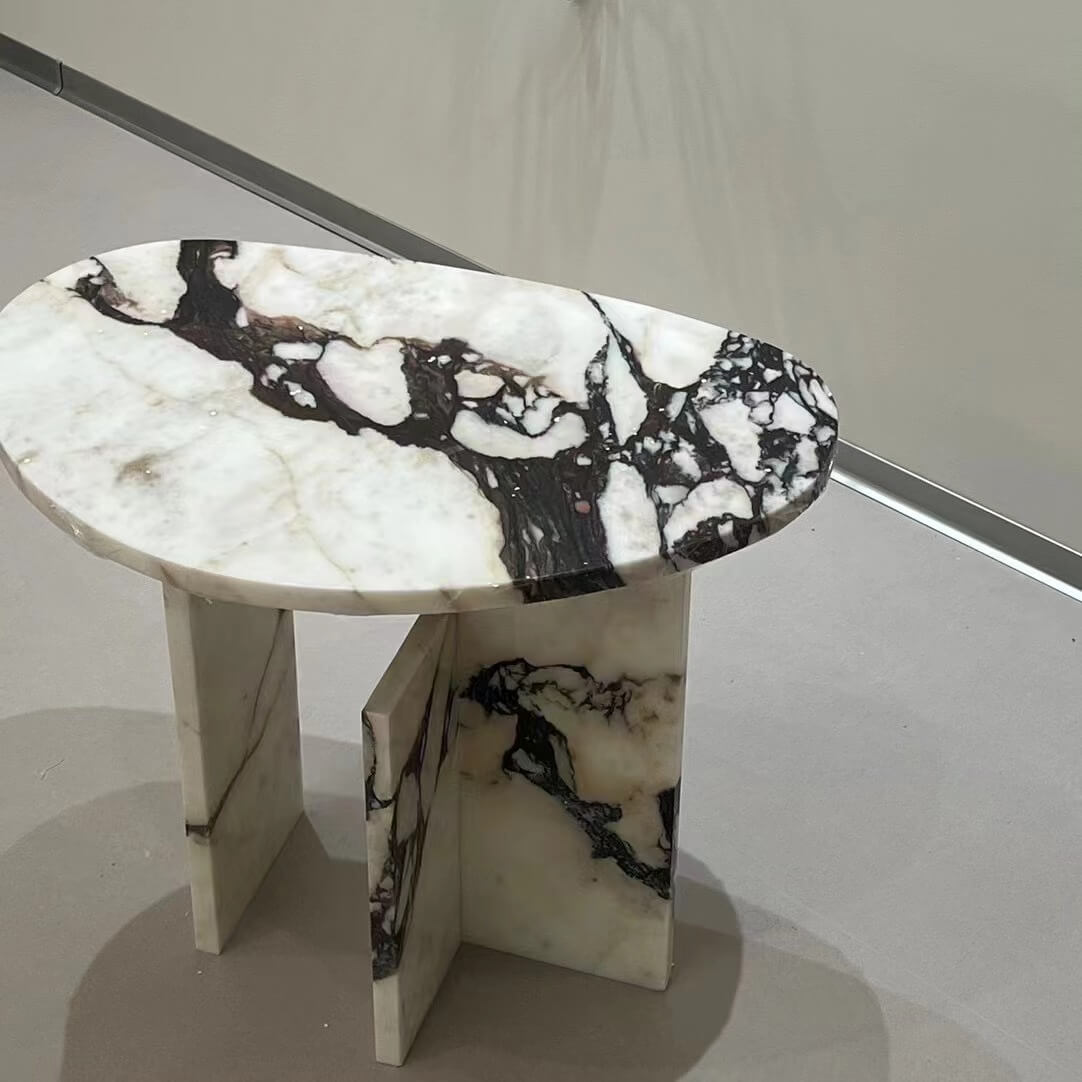 Natural Marble Calacatta Viola Organic Egg Side Table 2