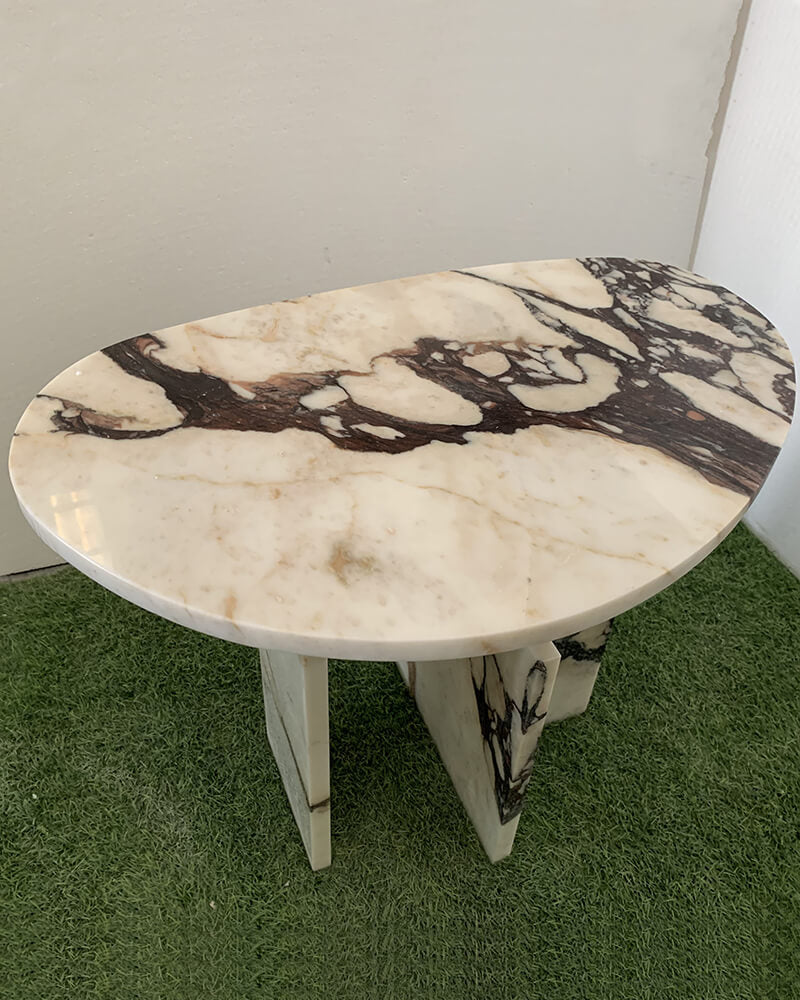 Natural Marble Calacatta Viola Organic Egg Side Table 8