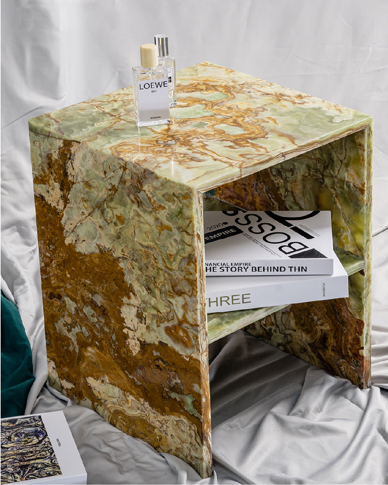 Natural Marble Green Onyx Side Table 2