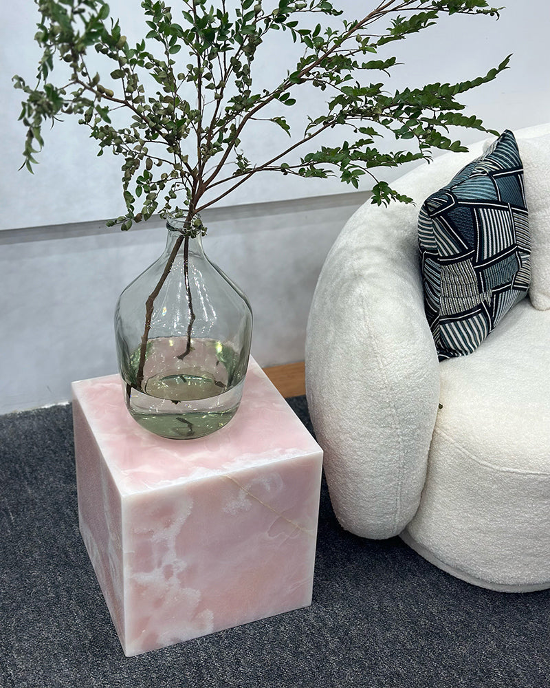 Natural Marble Pink Onyx Side Table 4