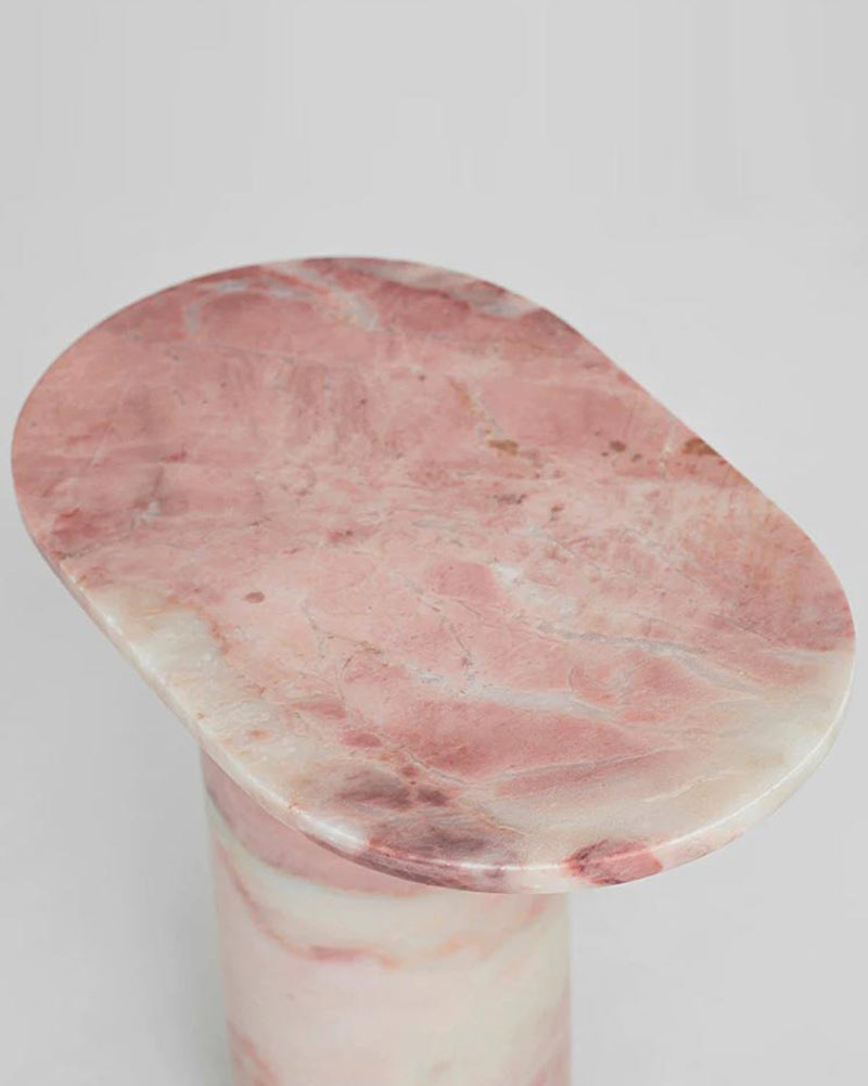 Natural Marble Pink Rose Bloack Base Side Table 2