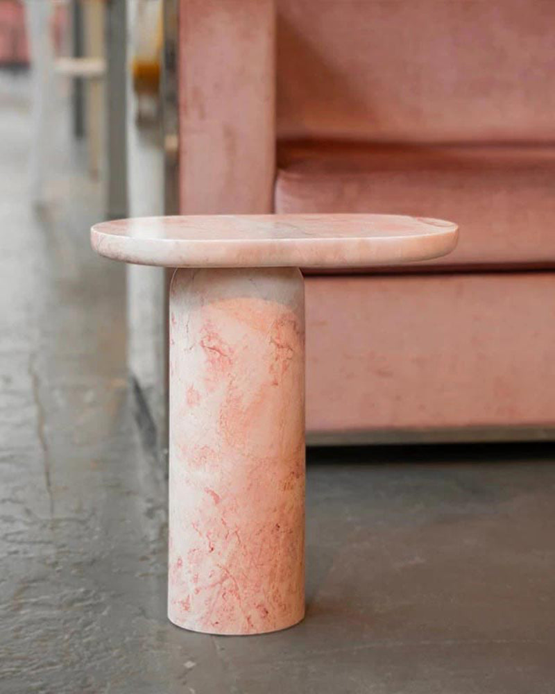 Natural Marble Pink Rose Bloack Base Side Table 3
