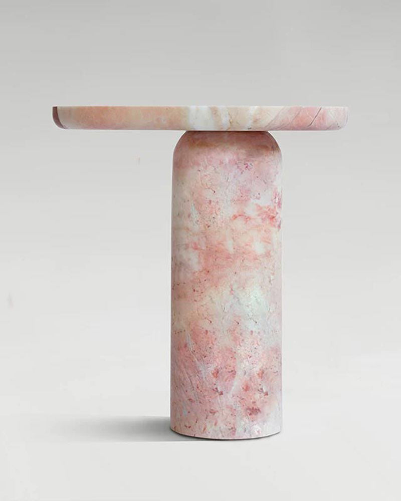 Natural Marble Pink Rose Bloack Base Side Table 5