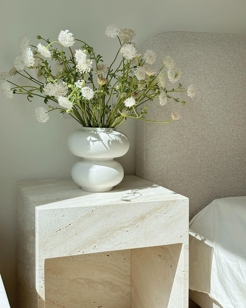 Natural Travertine Storage Side Table 2