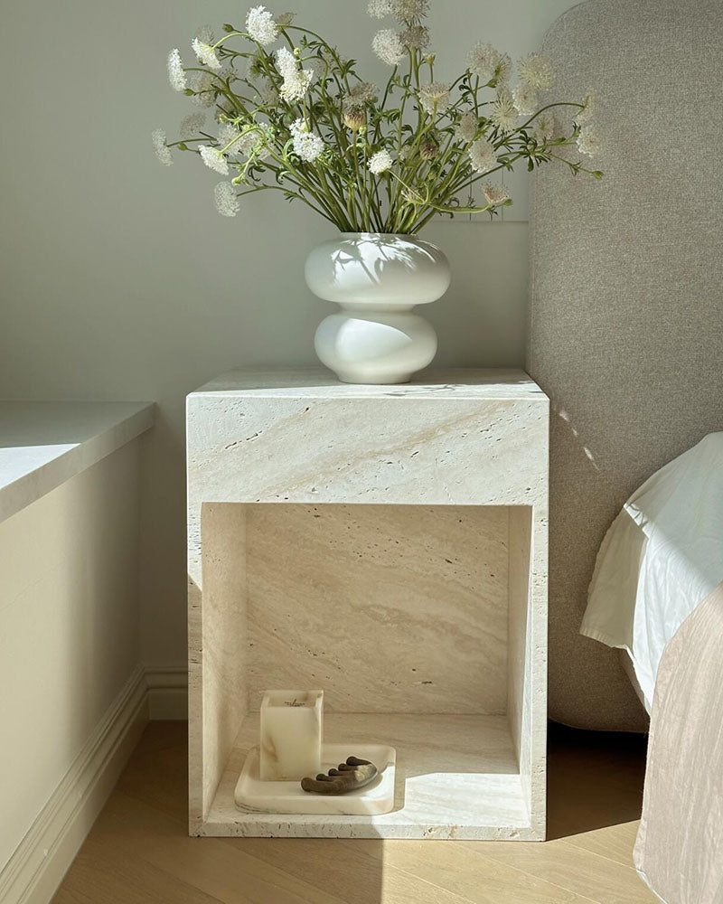 Natural Travertine Storage Side Table 3