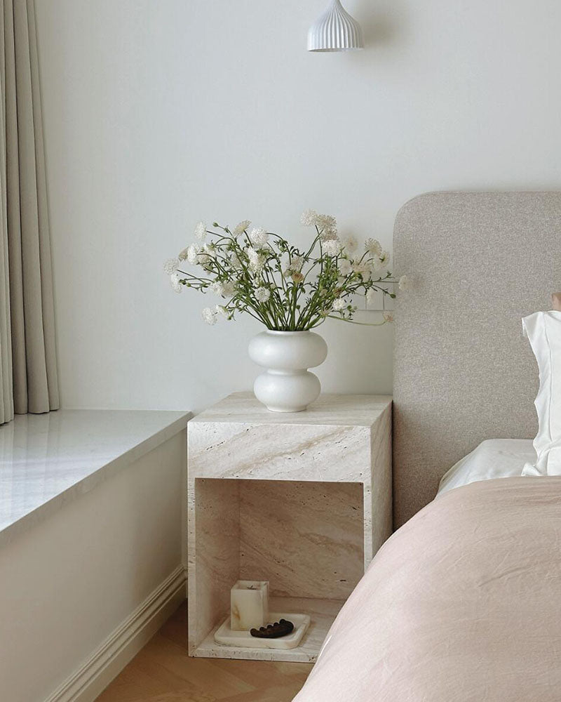 Natural Travertine Storage Side Table 4