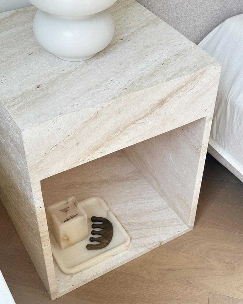 Natural Travertine Storage Side Table 6