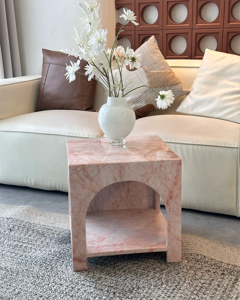 Pink Side Table Cream Rose Pink Side Table Square Side Table 2