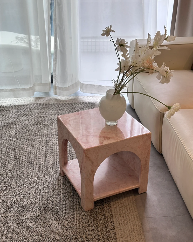 Pink Side Table Cream Rose Pink Side Table Square Side Table 3