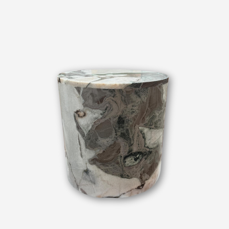 Rounded Side Table Milky Blue Marble 2