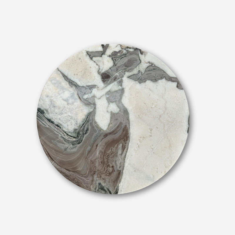 Rounded Side Table Milky Blue Marble 3