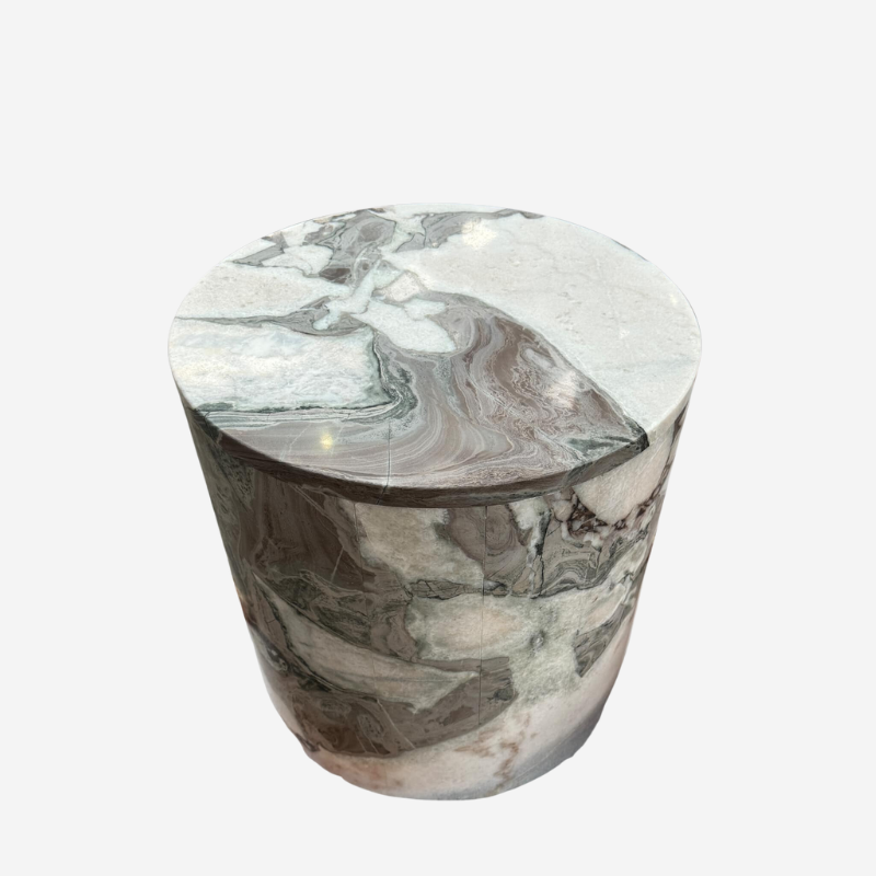 Rounded Side Table Milky Blue Marble 4