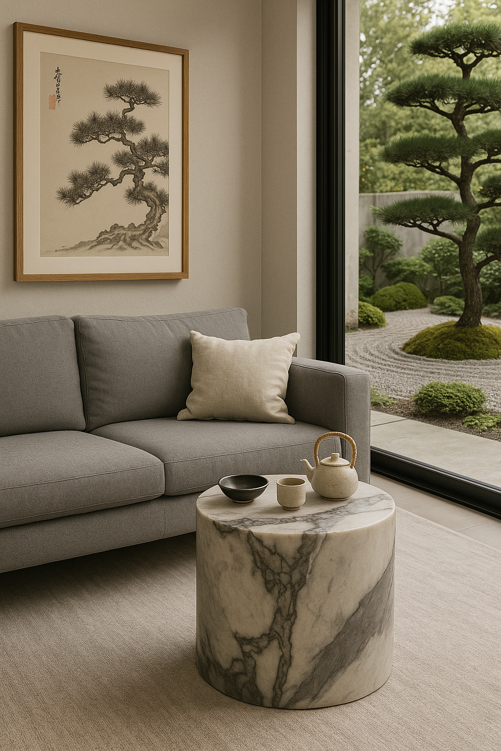 Rounded Side Table Milky Blue Marble 5