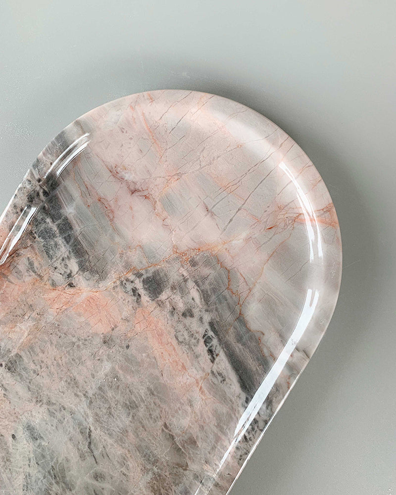 Rose Pink Marble Square Round Tray 2