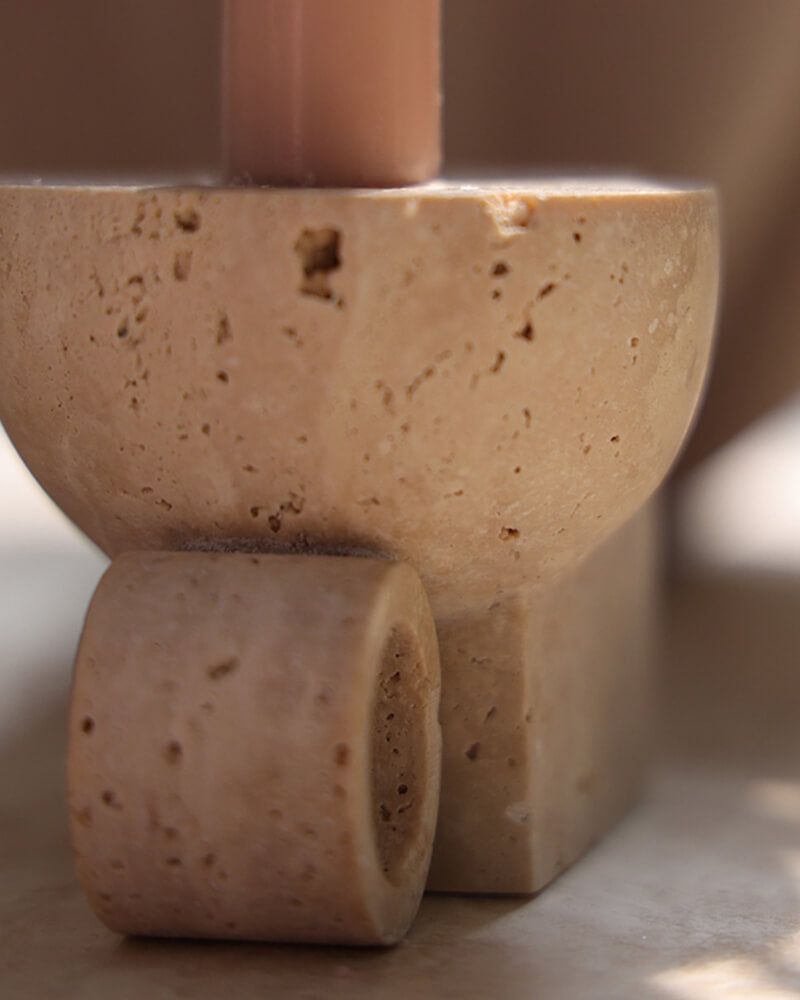 Travertine Candle Holder 3