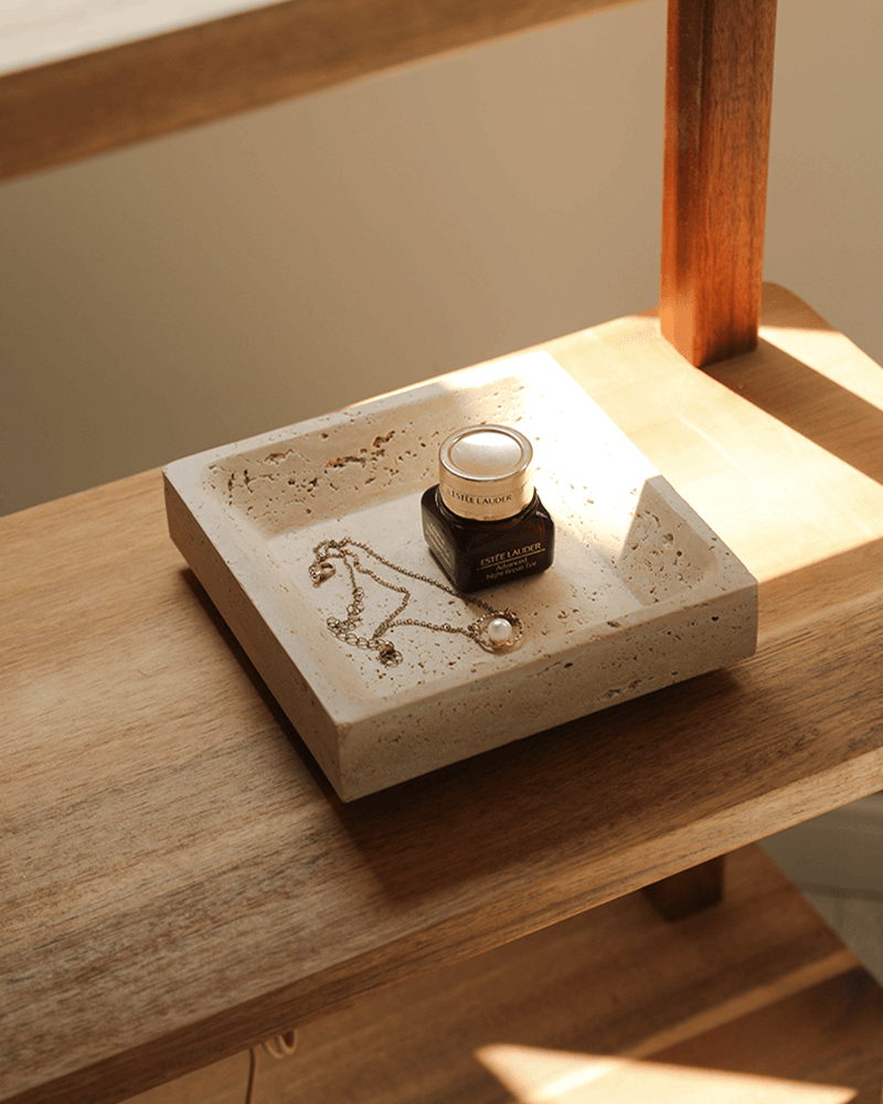 Travertine Square Storage Tray 2