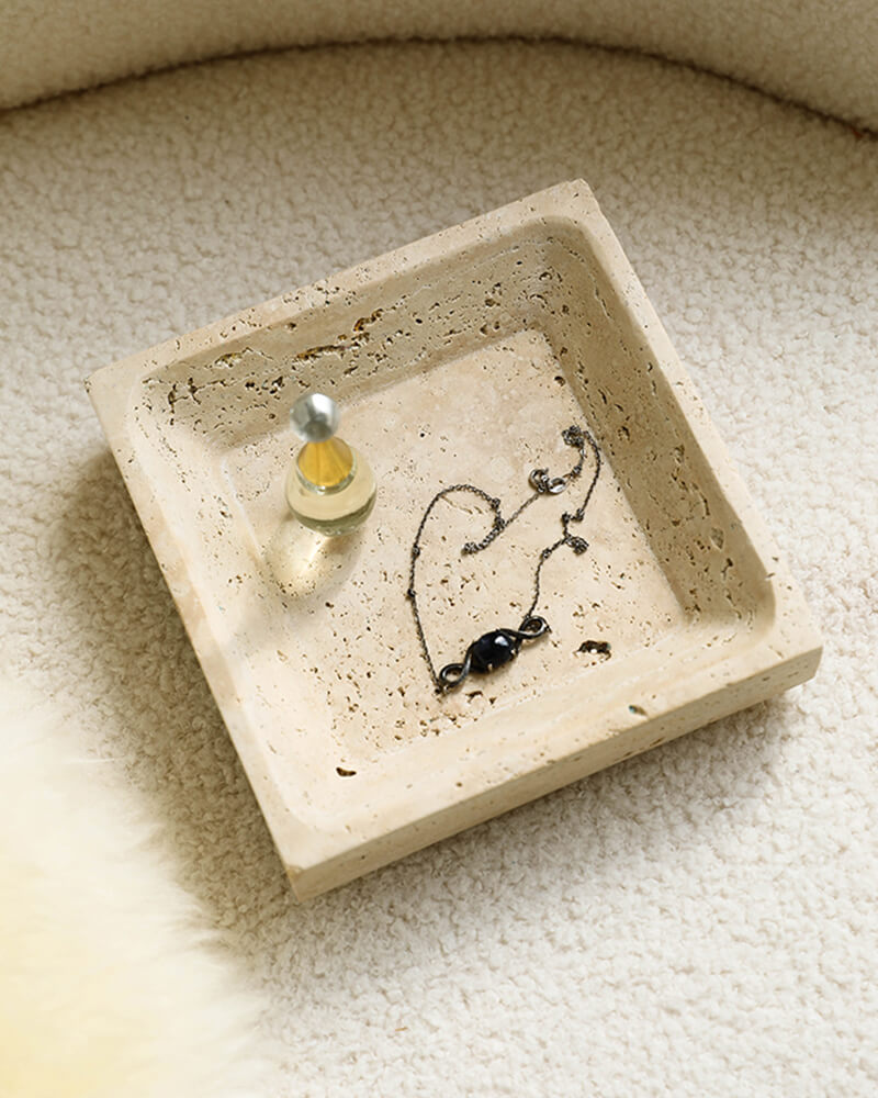 Travertine Square Storage Tray 4