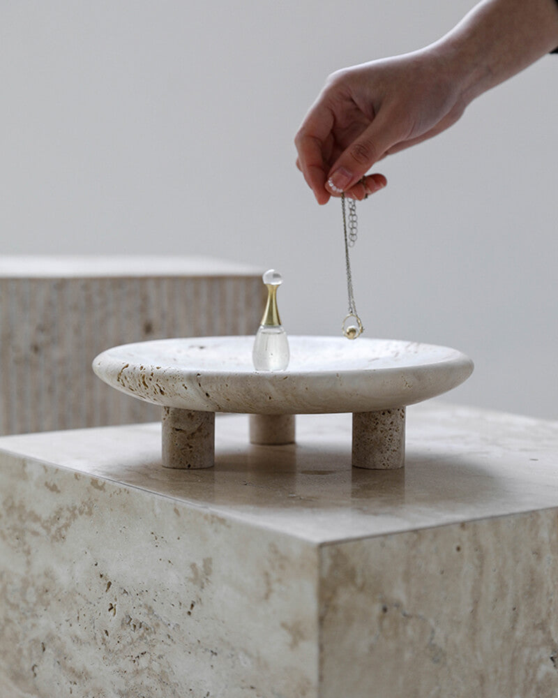 White Travertine Tripod Base Storage 5
