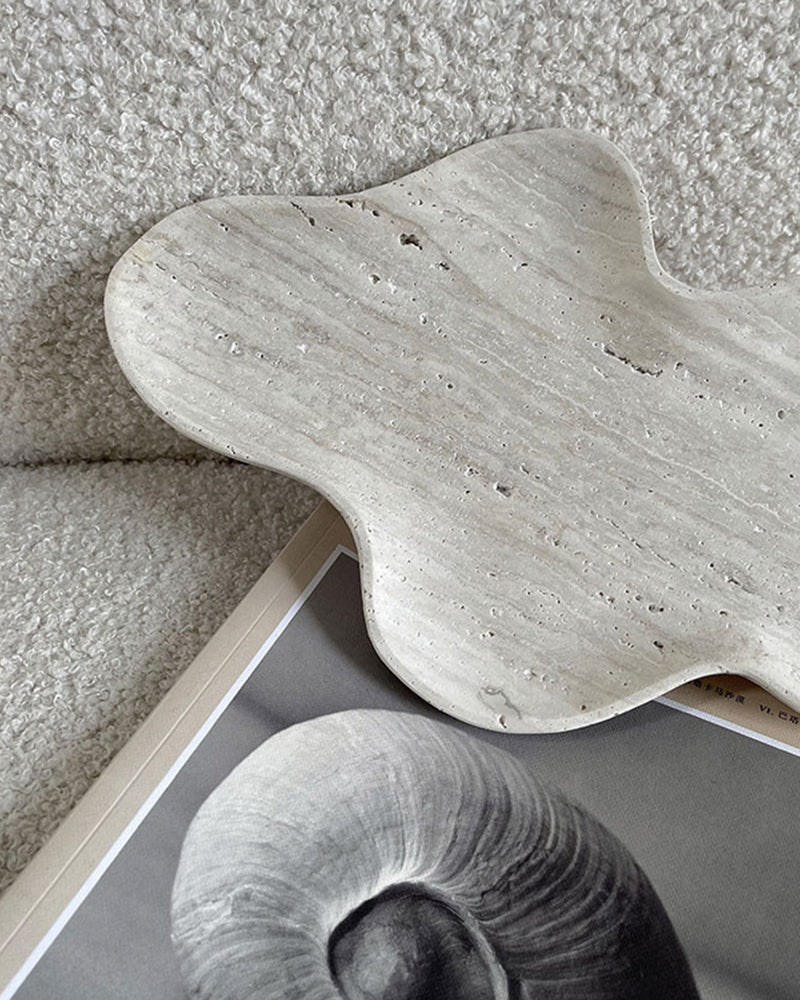 White Travertine Wave Storage Tray 3