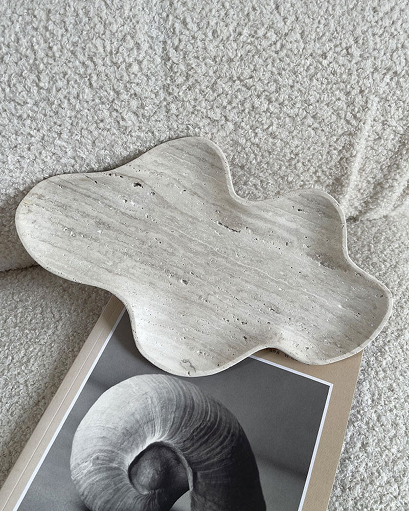 White Travertine Wave Storage Tray 5