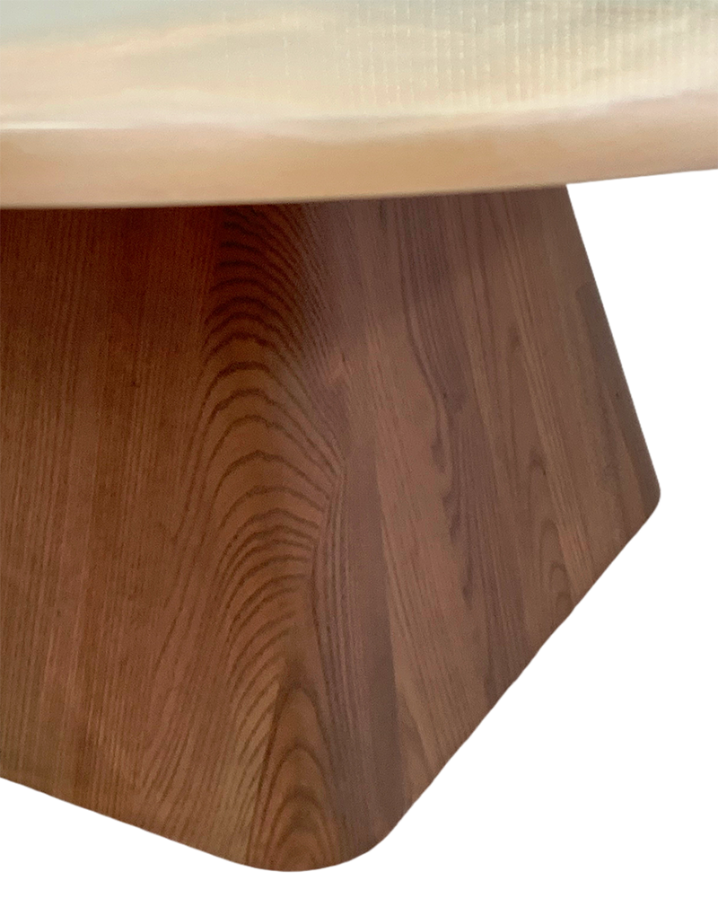 Round Green Onyx Coffee Table Wooden Base 5