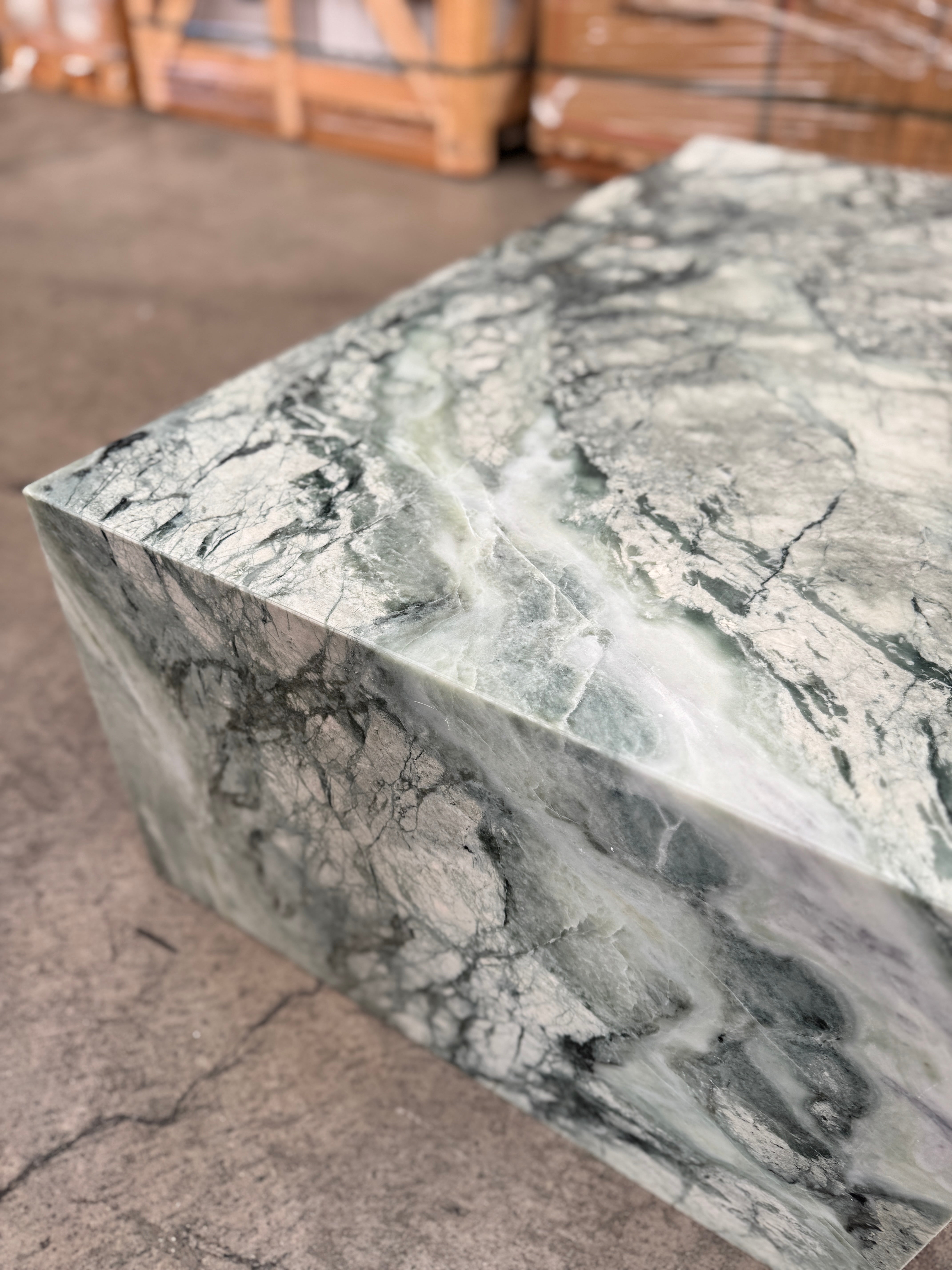 Waterfall Coffee Table Twill Green Marble 3