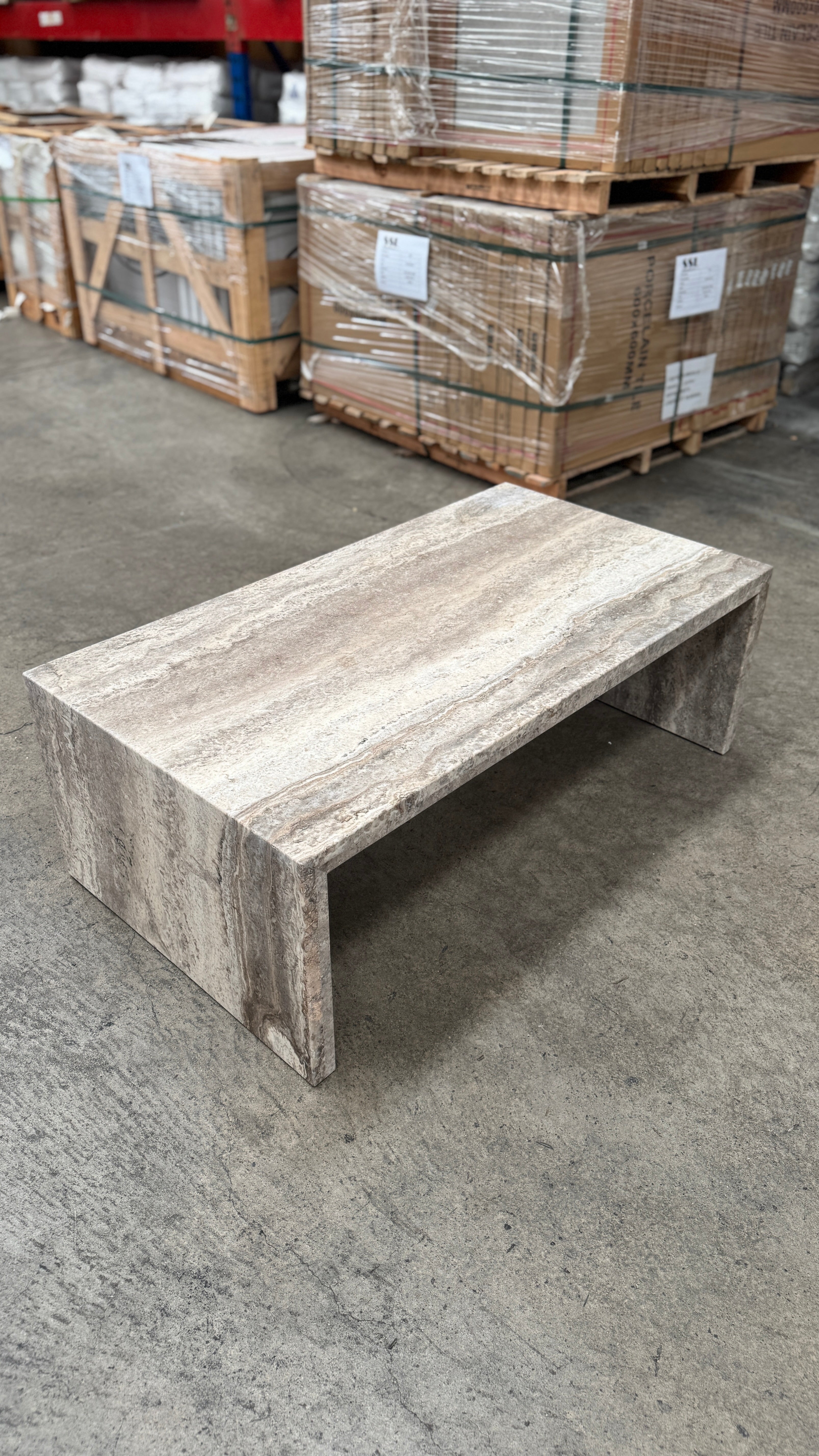 Waterfall Coffee Table Veincut Silver Travertine 2
