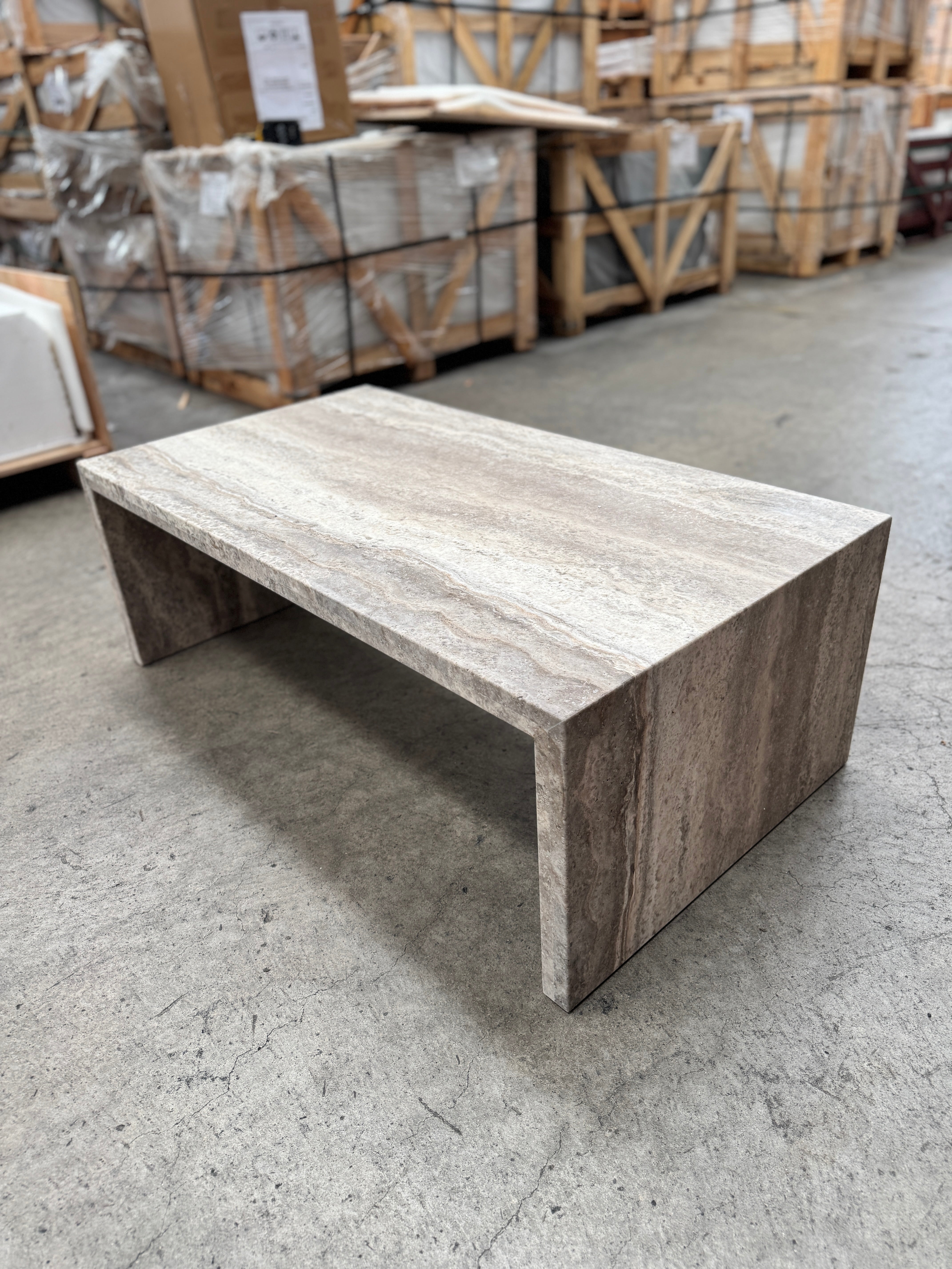 Waterfall Coffee Table Veincut Silver Travertine 3