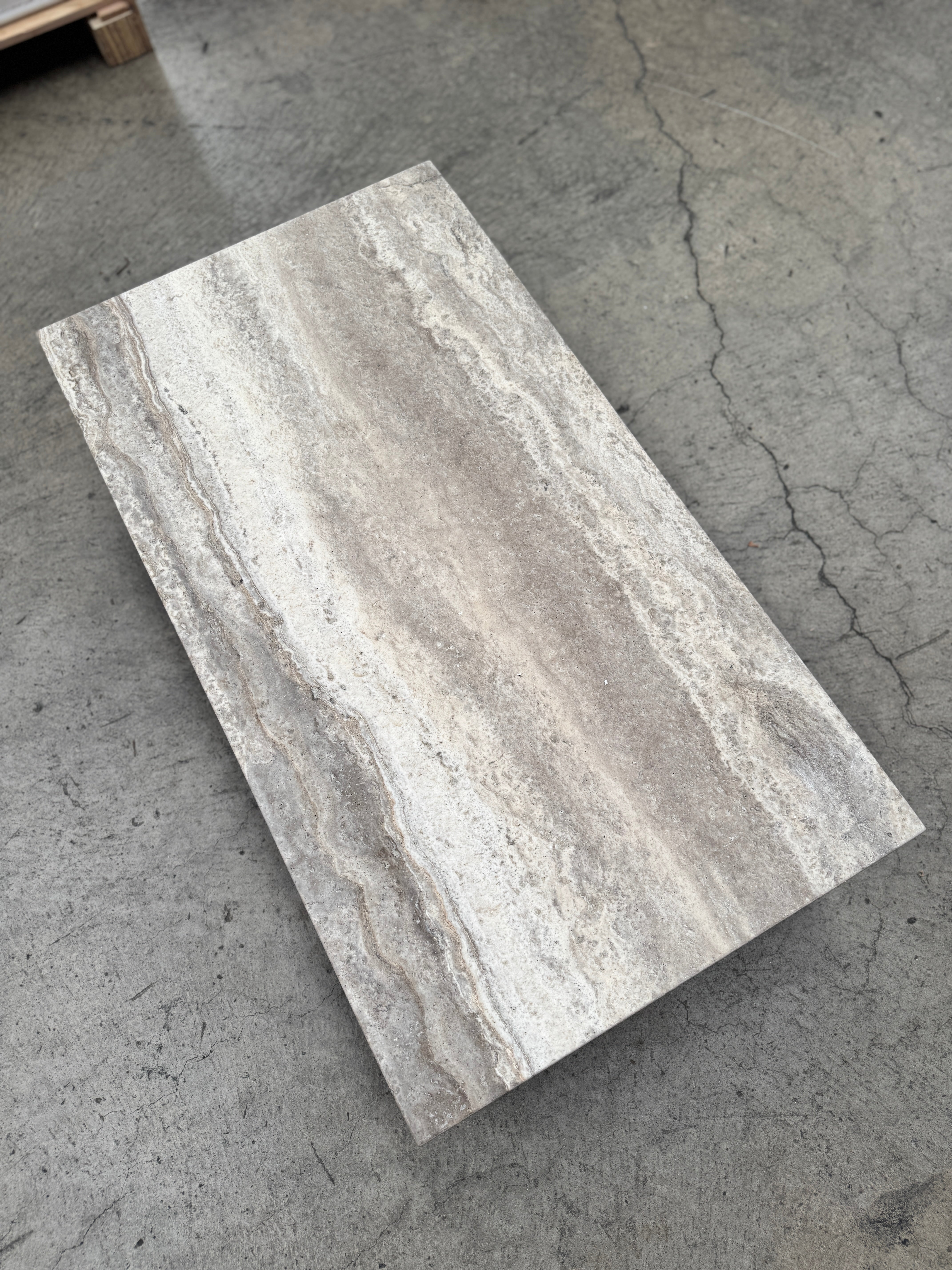 Waterfall Coffee Table Veincut Silver Travertine 4
