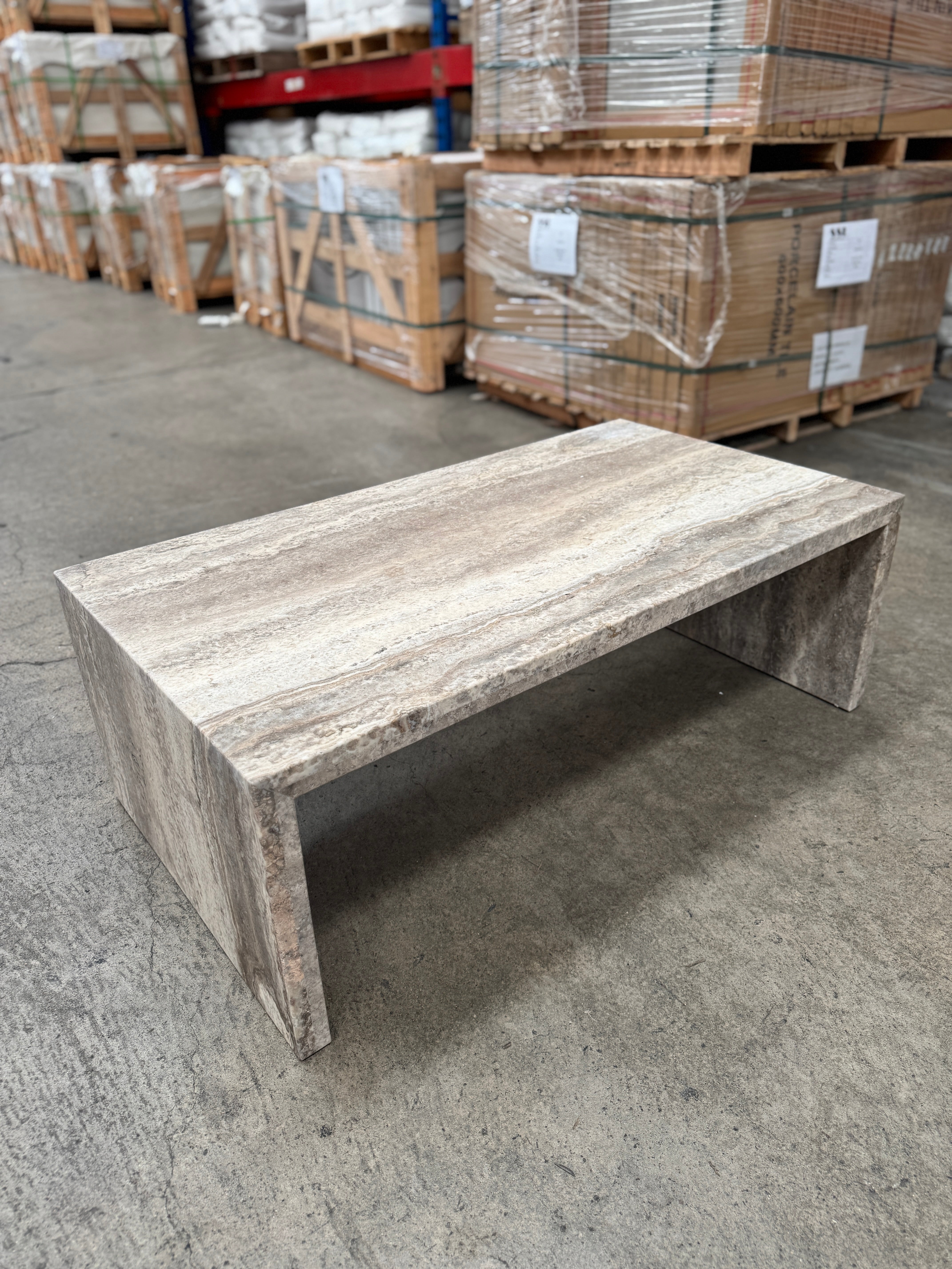 Waterfall Coffee Table Veincut Silver Travertine 5