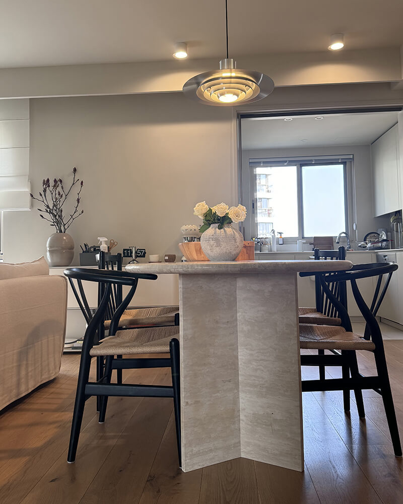 Natural Beige Travertine Zephyr Dining Table 3