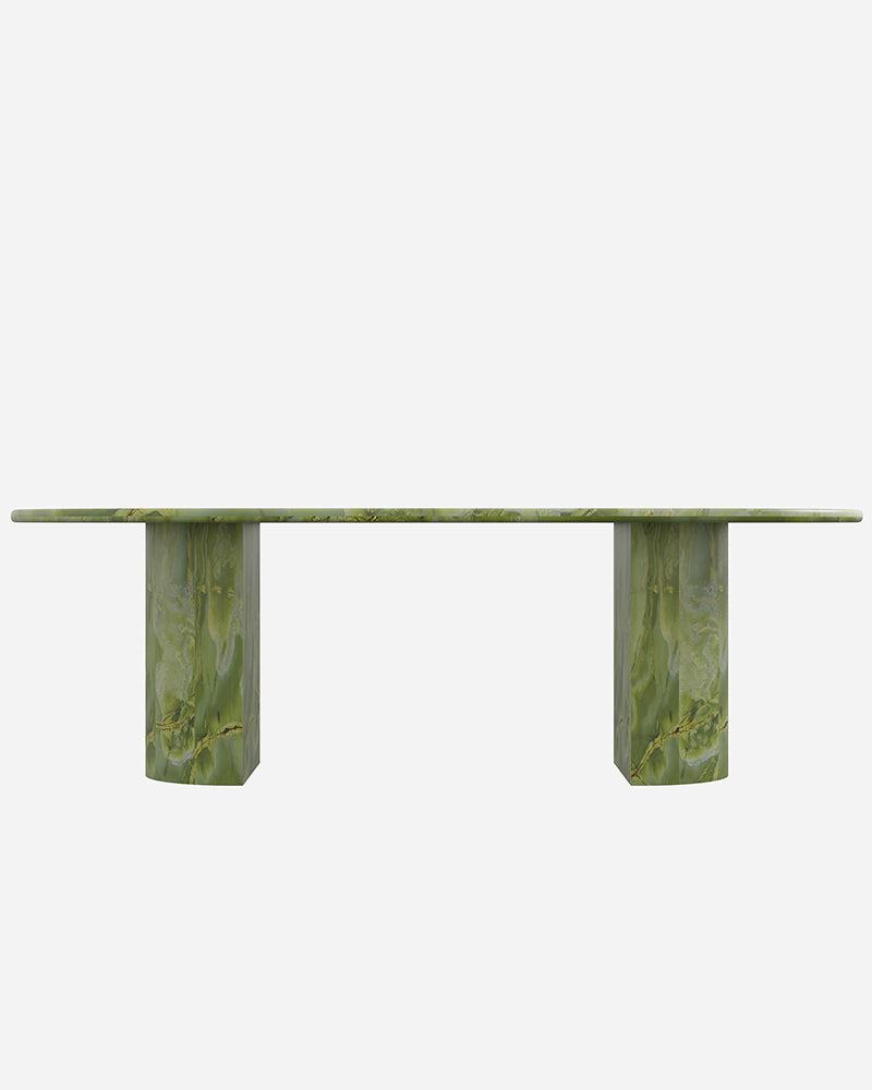Natural Green Onyx Dining Table Semi Cyl Base 2