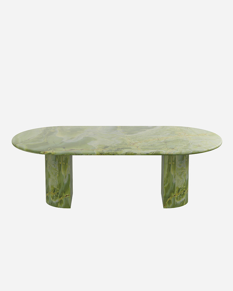 Natural Green Onyx Dining Table Semi Cyl Base 3