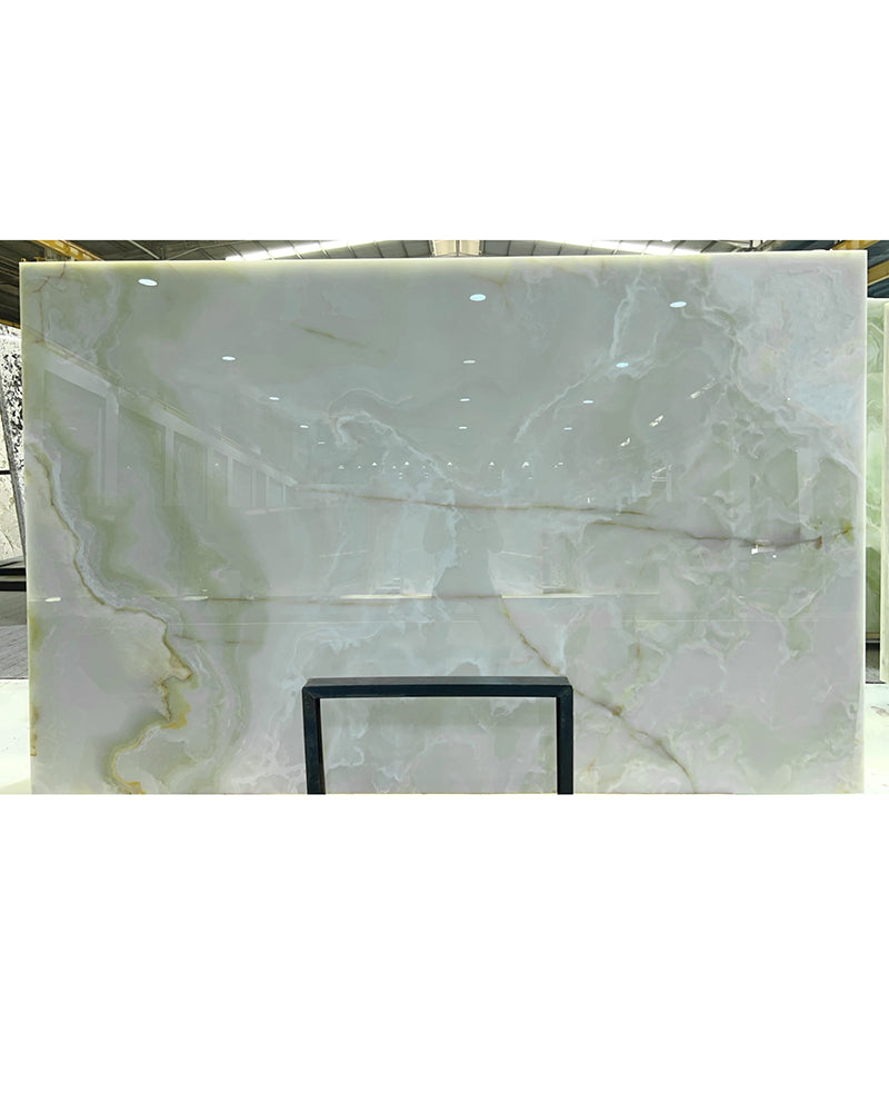 Natural Green Onyx Dining Table Semi Cyl Base 5