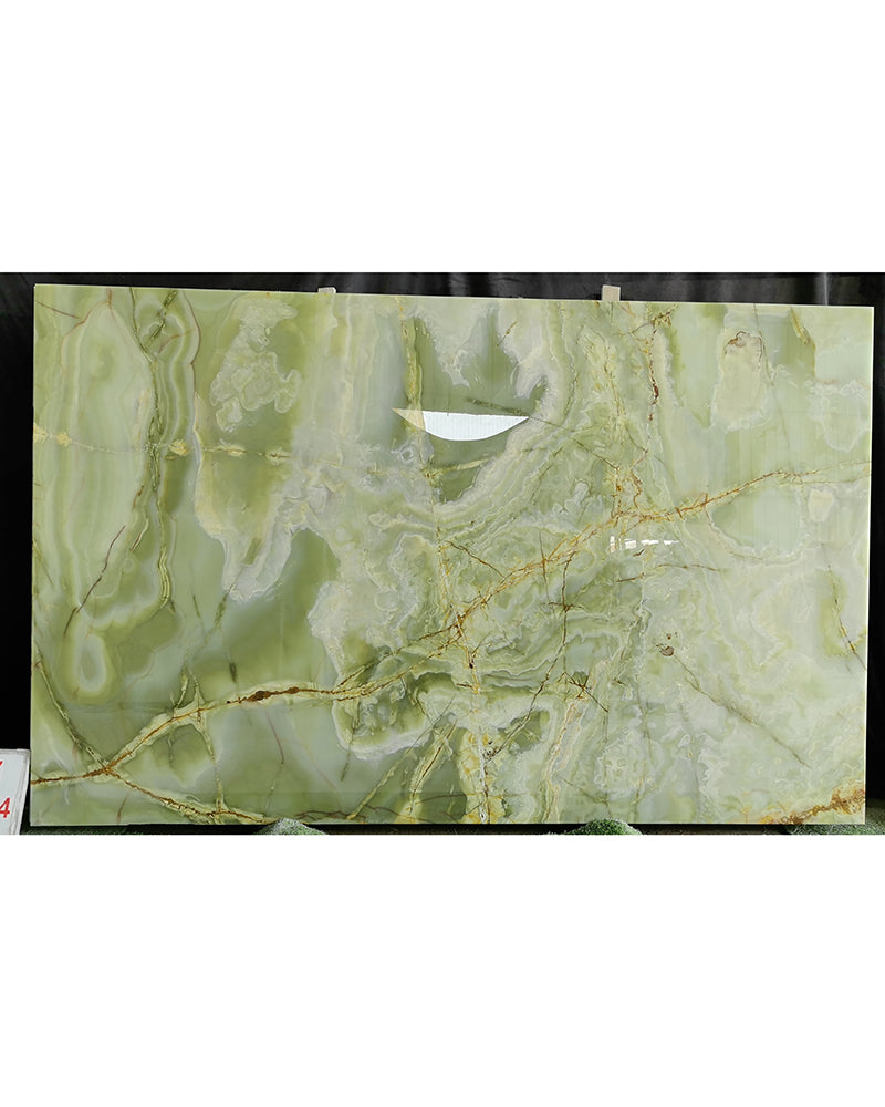 Natural Green Onyx Dining Table Semi Cyl Base 6