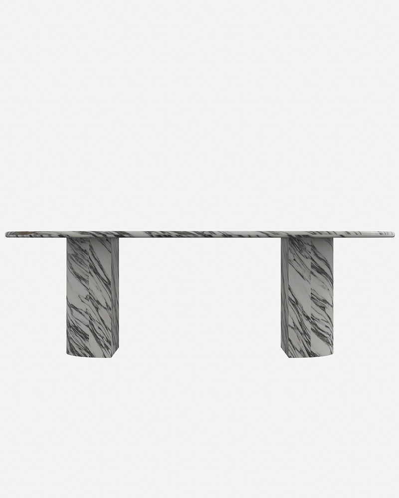 Natural Marble Arabescato Dining Table Semi Cyl Base 2
