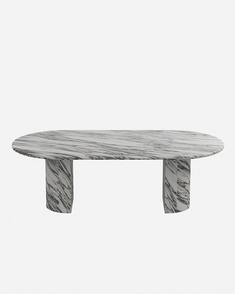 Natural Marble Arabescato Dining Table Semi Cyl Base 4