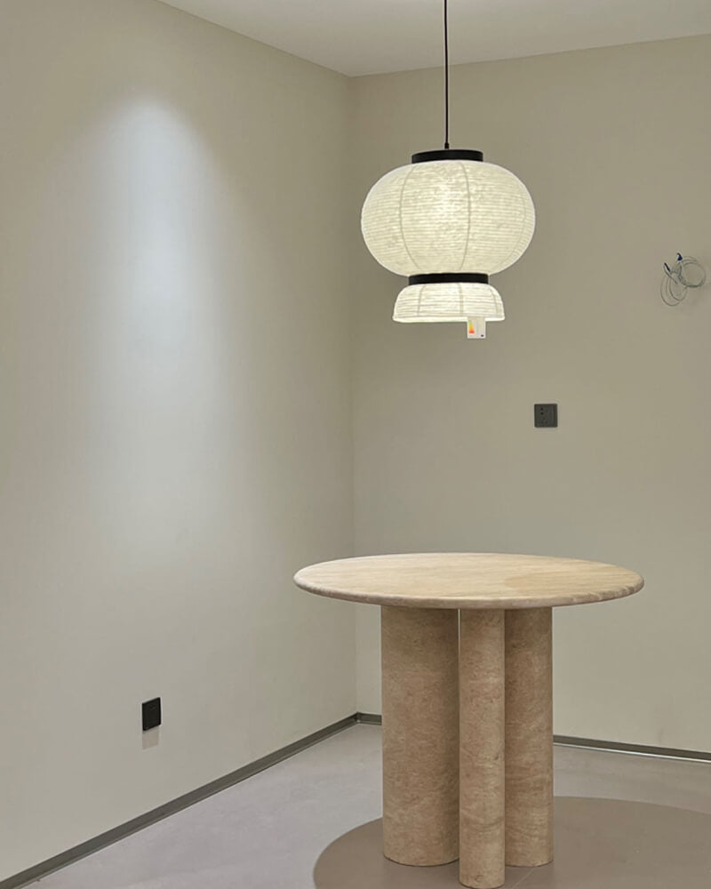 Natural Marble Beige Travertine Dining Table Block Base 2