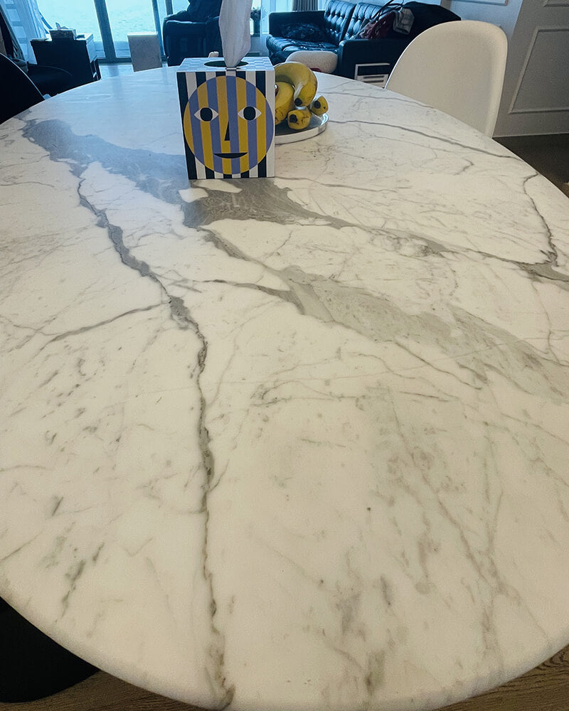 Natural Marble Bianco Statuario Venato Oval Dining Table 3