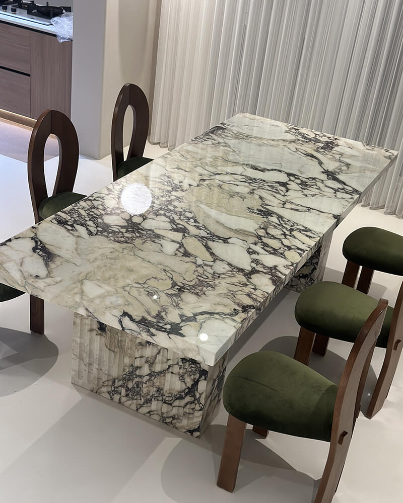 Natural Marble Calacatta Viola Rectangle Dining Table 2